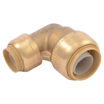 BRASS PUSH FIT ELBOW 3/4" X 1/2"