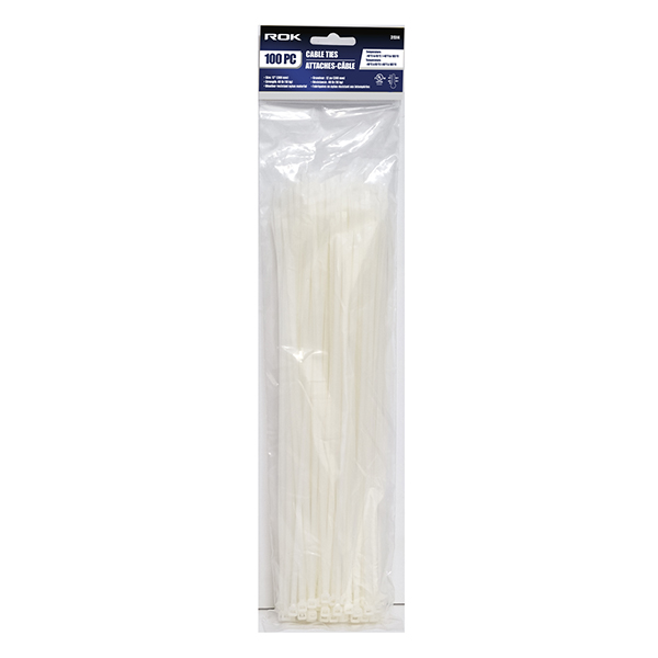 100 PC 12" CABLE TIES- CLEAR