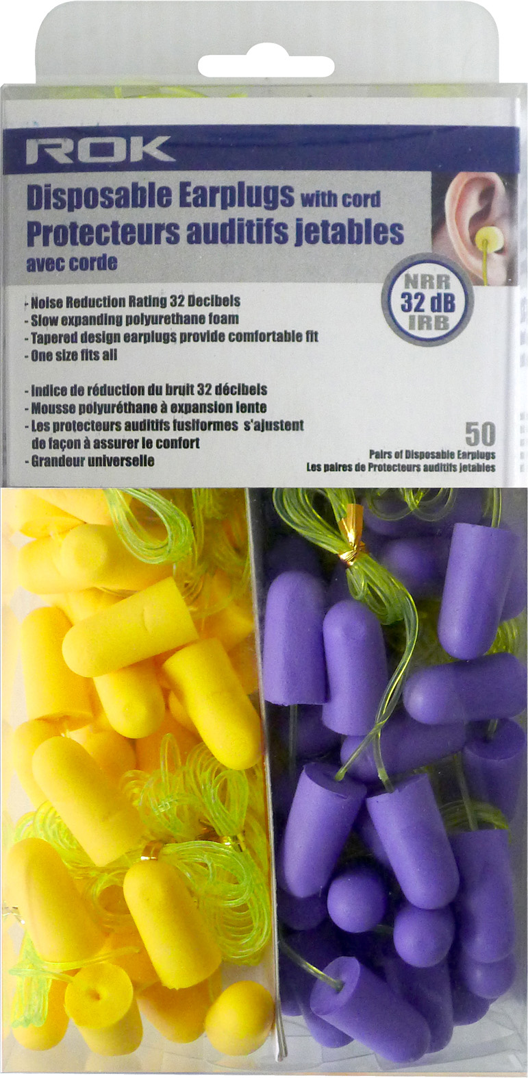 FOAM EAR PLUGS w/ CORD 50 Pr