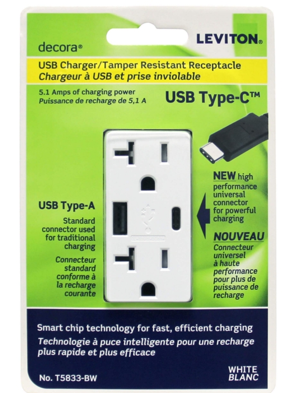 USB CHARGER- TYPE A+C /20A-WHITE