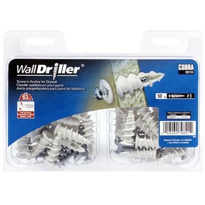 WALL DRILLER W/SCREW NYLON #8L