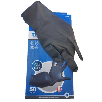 NITRILE GLOVE 8 MIL BLK (M)50PK