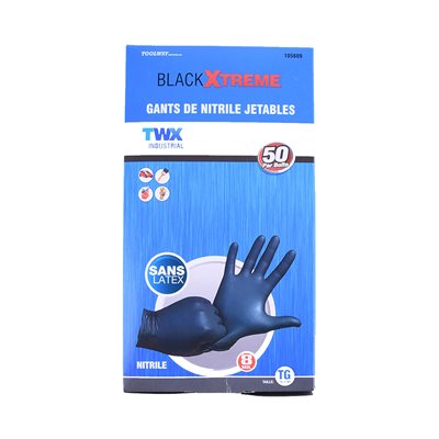 NITRILE GLOVE 8 MIL BLK(XL)50PK