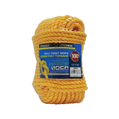 POLY TWIST ROPE YELW 1/2INX100FT