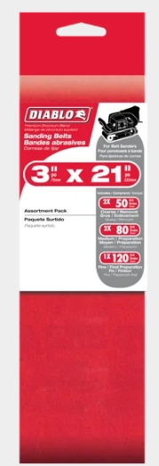 ASSORTMENT PK 3"X21" SANDINGBELT