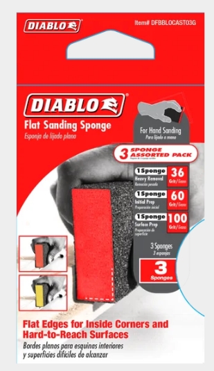 FLAT SANDING SPONGE ASSORTEDPACK