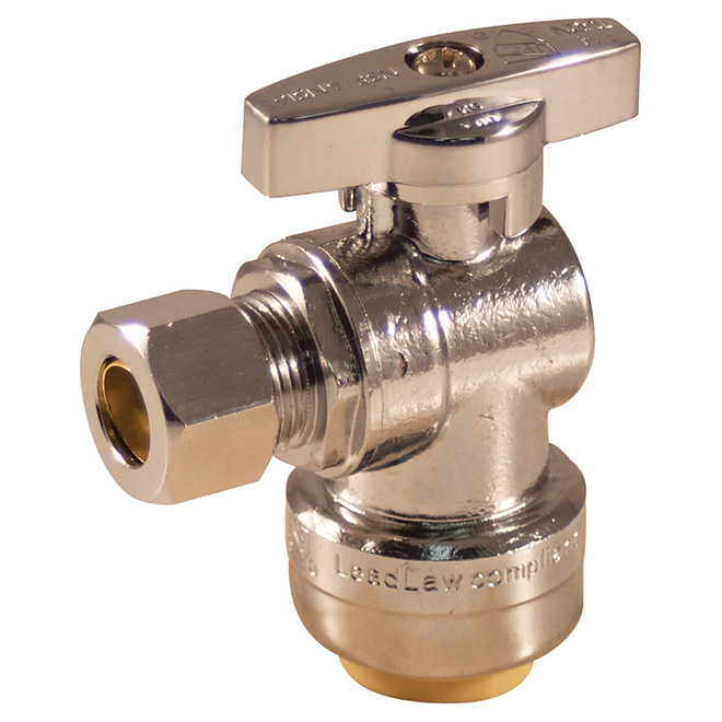 PUSHFIT ANGLE BALL VALVE1/2"X3/8