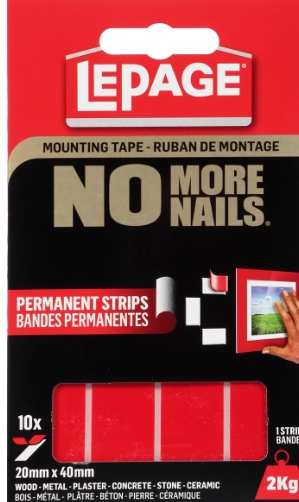 PERMANENT MOUNTING TAPE STRIPS