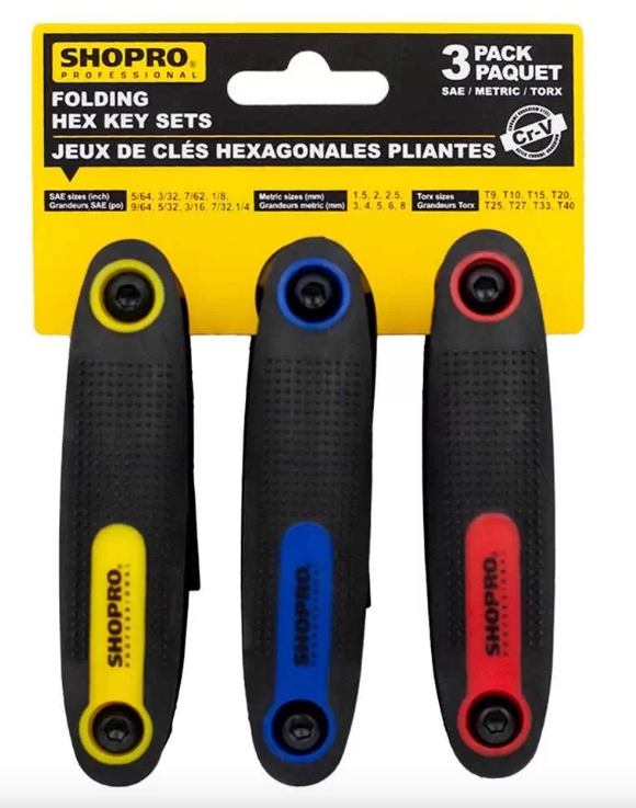 3PC FOLDING HEX KEY SETS